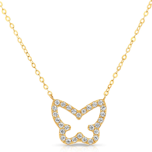 14k Yellow Gold Butterfly Necklace