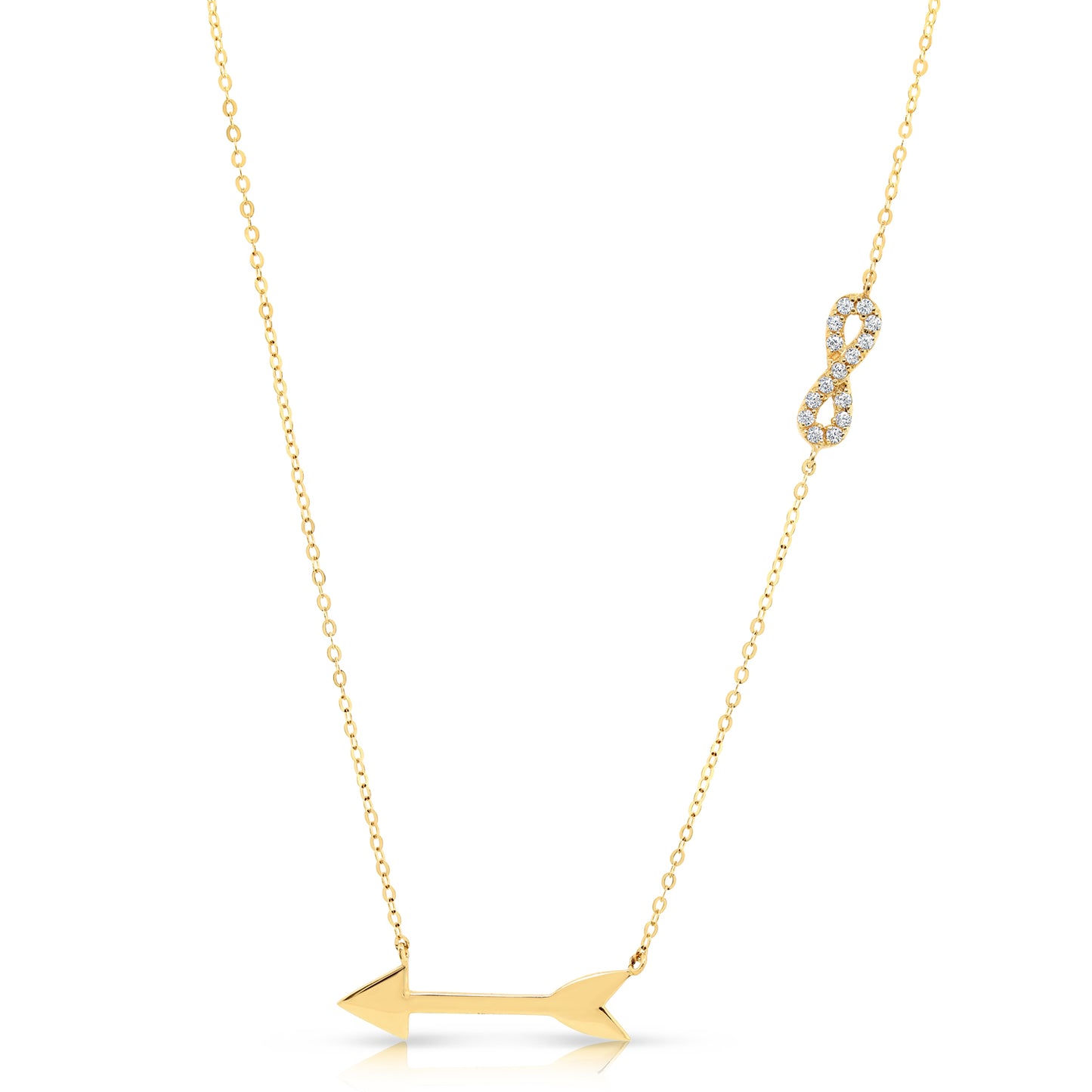 14k Yellow Gold Arrow and Infinity Necklace