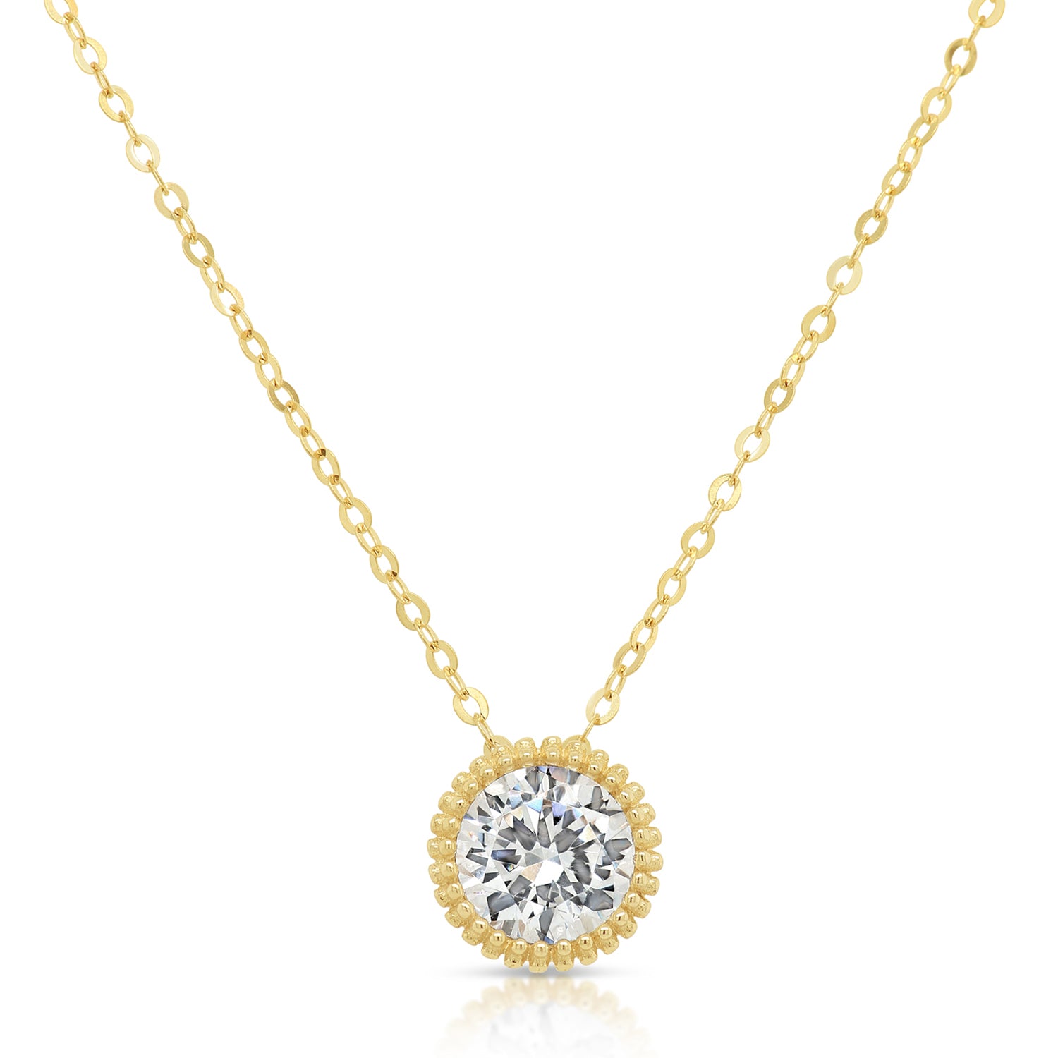 14k Gold Classic Solitaire Necklace
