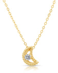 14k Yellow Gold Crescent Moon Necklace
