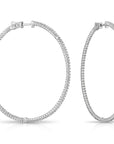 14k White Gold Diamond Hoop Earrings, 2.06 carats