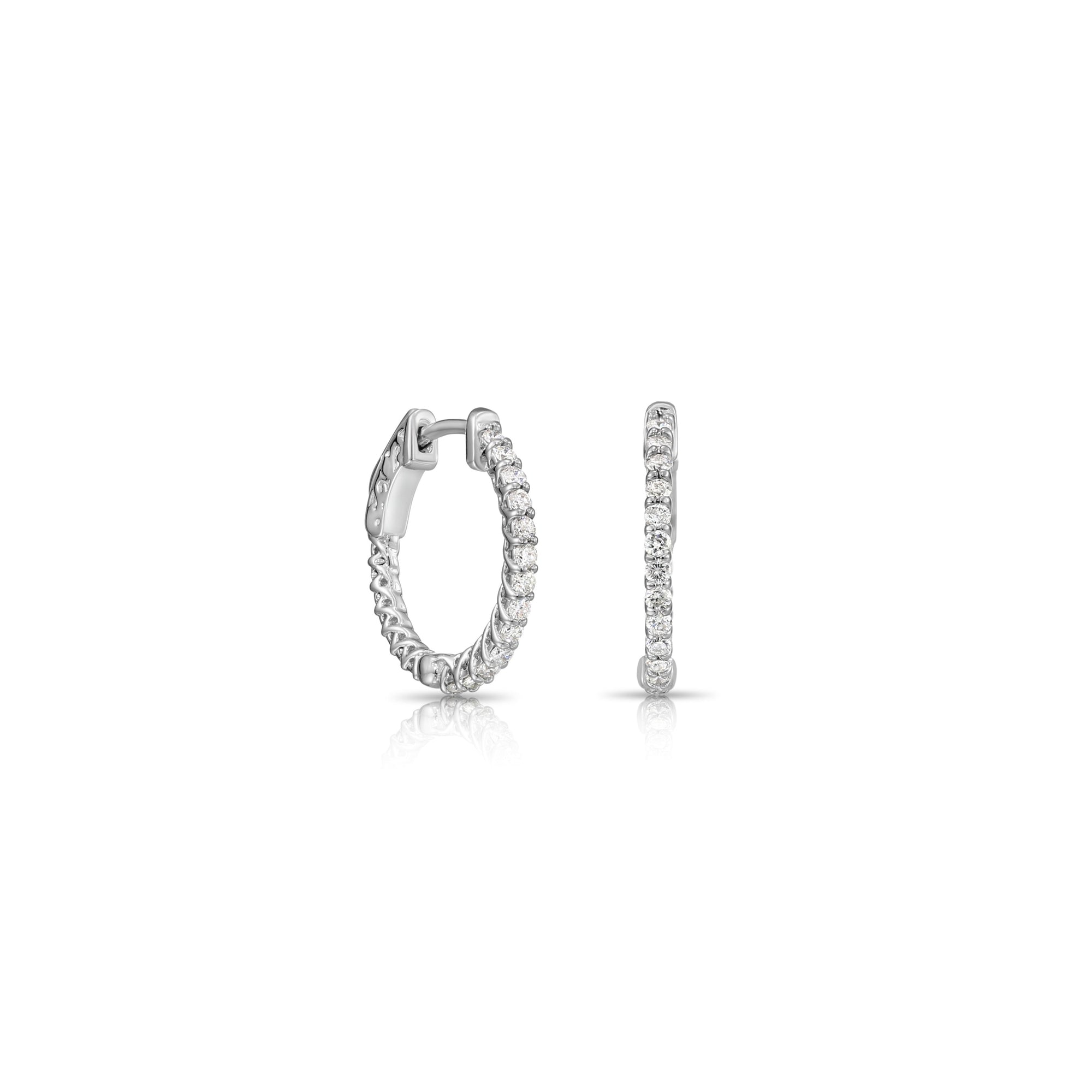 14k White Gold Diamond Hoop Earrings, 0.52 carats