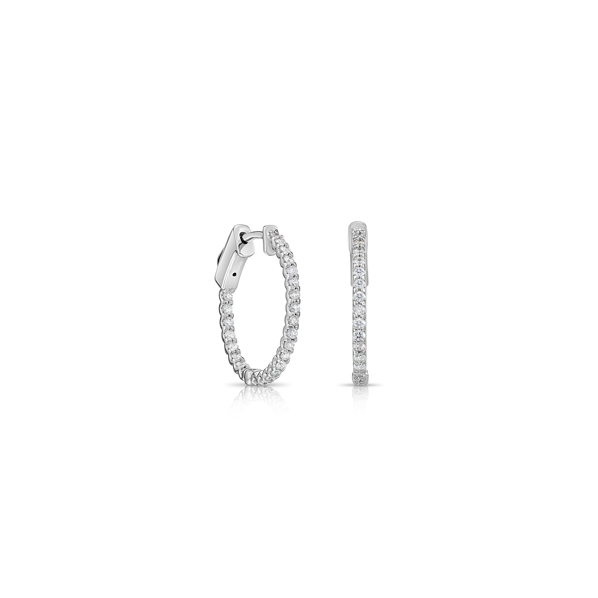 14k White Gold Diamond Hoop Earrings, 0.52 carats