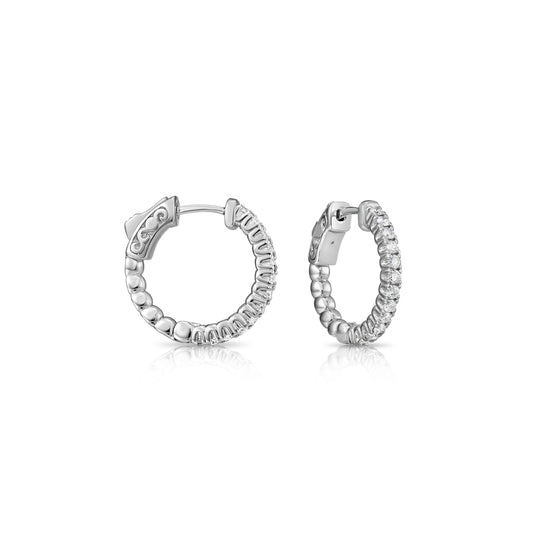 14k White Gold Diamond Hoop Earrings, 0.57 carats
