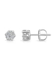 14K White Gold Diamond Cluster Stud Earring with Screw-Back, 0.25 carats