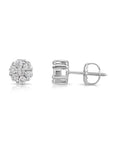 14K White Gold Diamond Cluster Stud Earring with Screw-Back, 0.50 carats