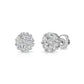 14K White Gold Diamond Cluster Stud Earring with Screw-Back, 0.75 carats