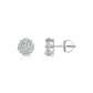 14K White Gold Diamond Cluster Stud Earring with Screw-Back, 0.75 carats