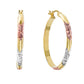 Tricolor Hoop Earrings - Sterling Silver Round Hoops