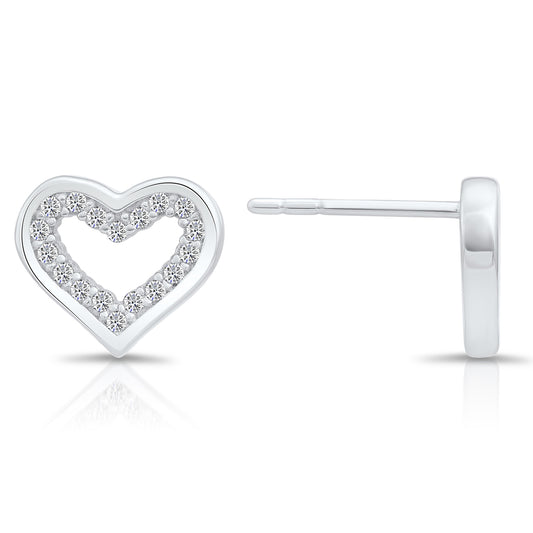 Sterling Silver Open Heart Stud Earrings