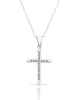 CZ Cross Charm Necklace in Sterling Silver