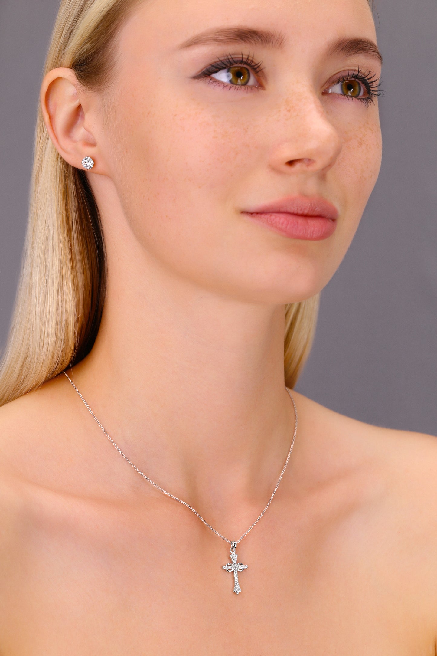 Sterling Silver Infinity Cross Charm Necklace