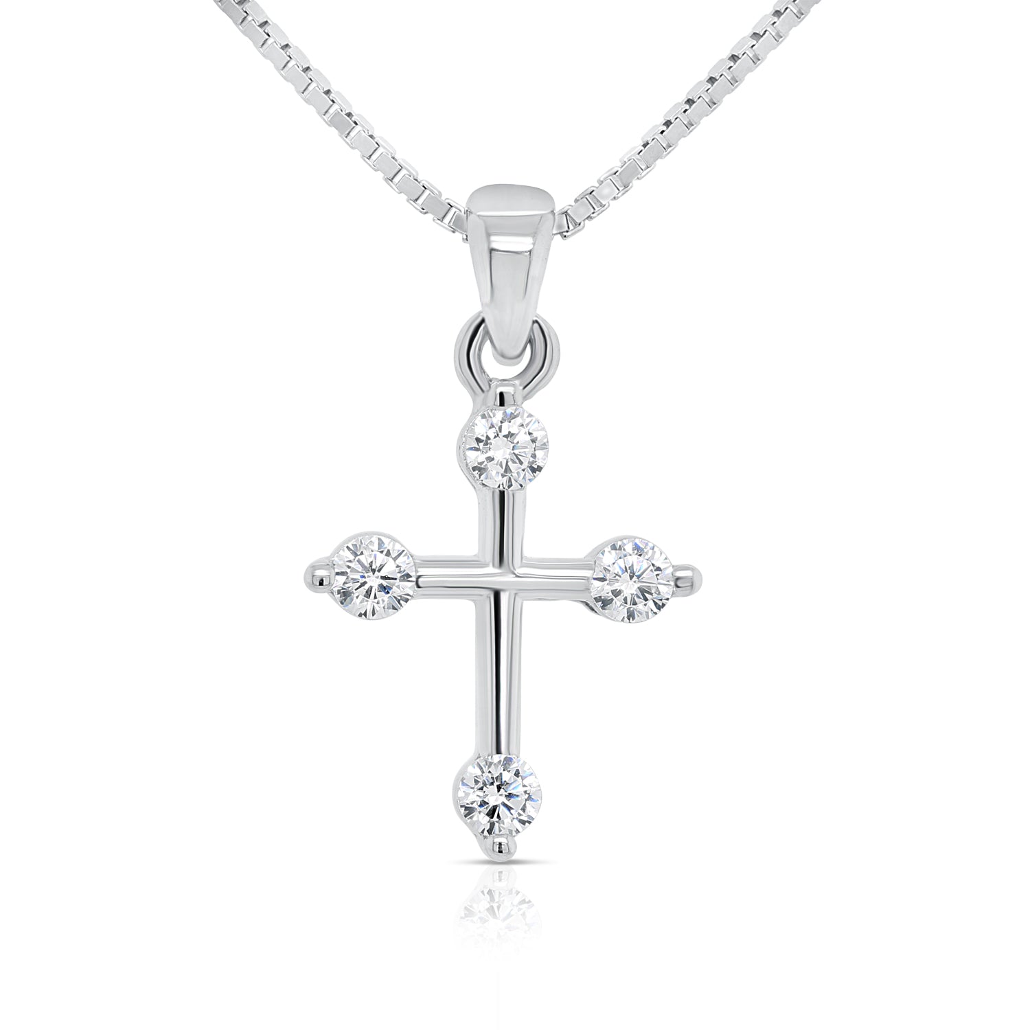Tiny Cross Charm Necklace in Sterling Silver