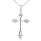 Budded Cross Charm Necklace in Sterling Silver