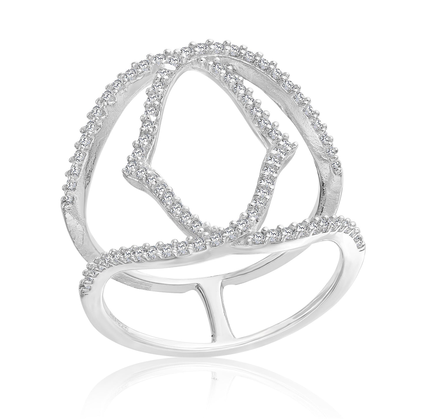 Double Band Crossover Open Ring in Sterling Silver