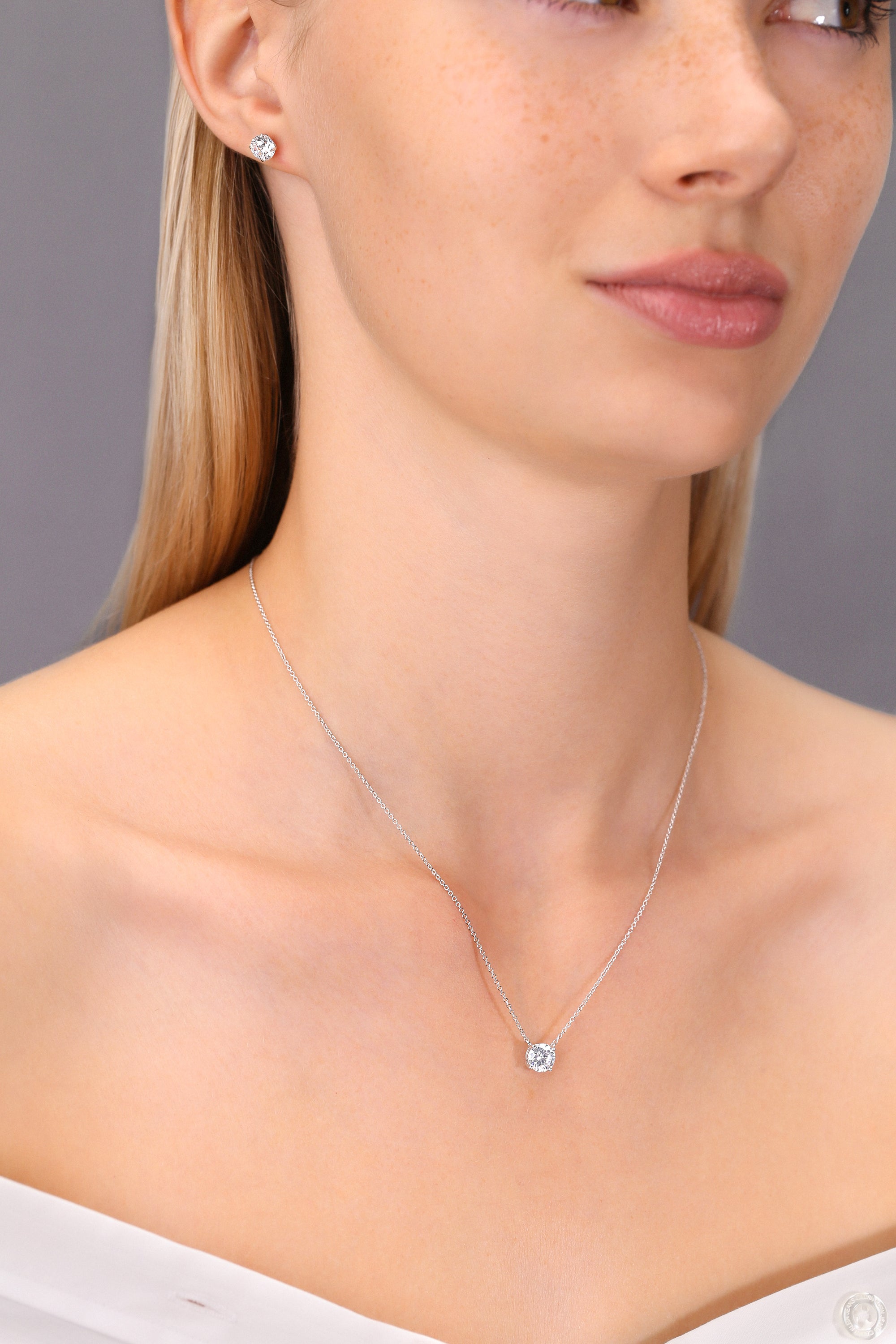 CZ Round Solitaire Necklace in Sterling Silver