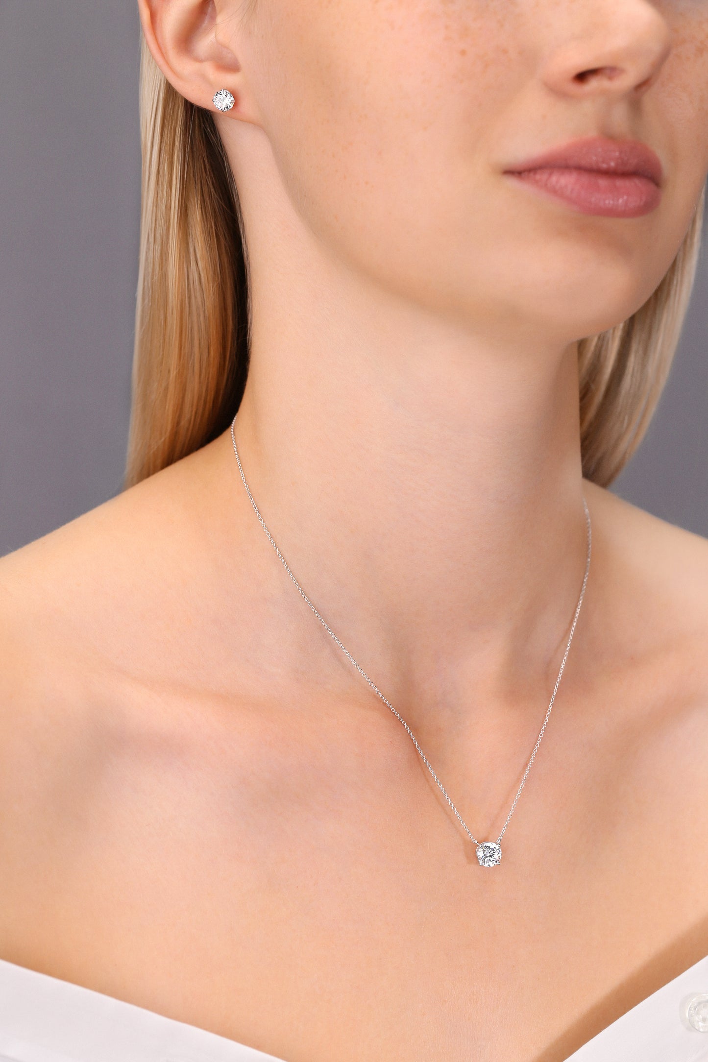 Sterling Silver Round Solitaire Necklace