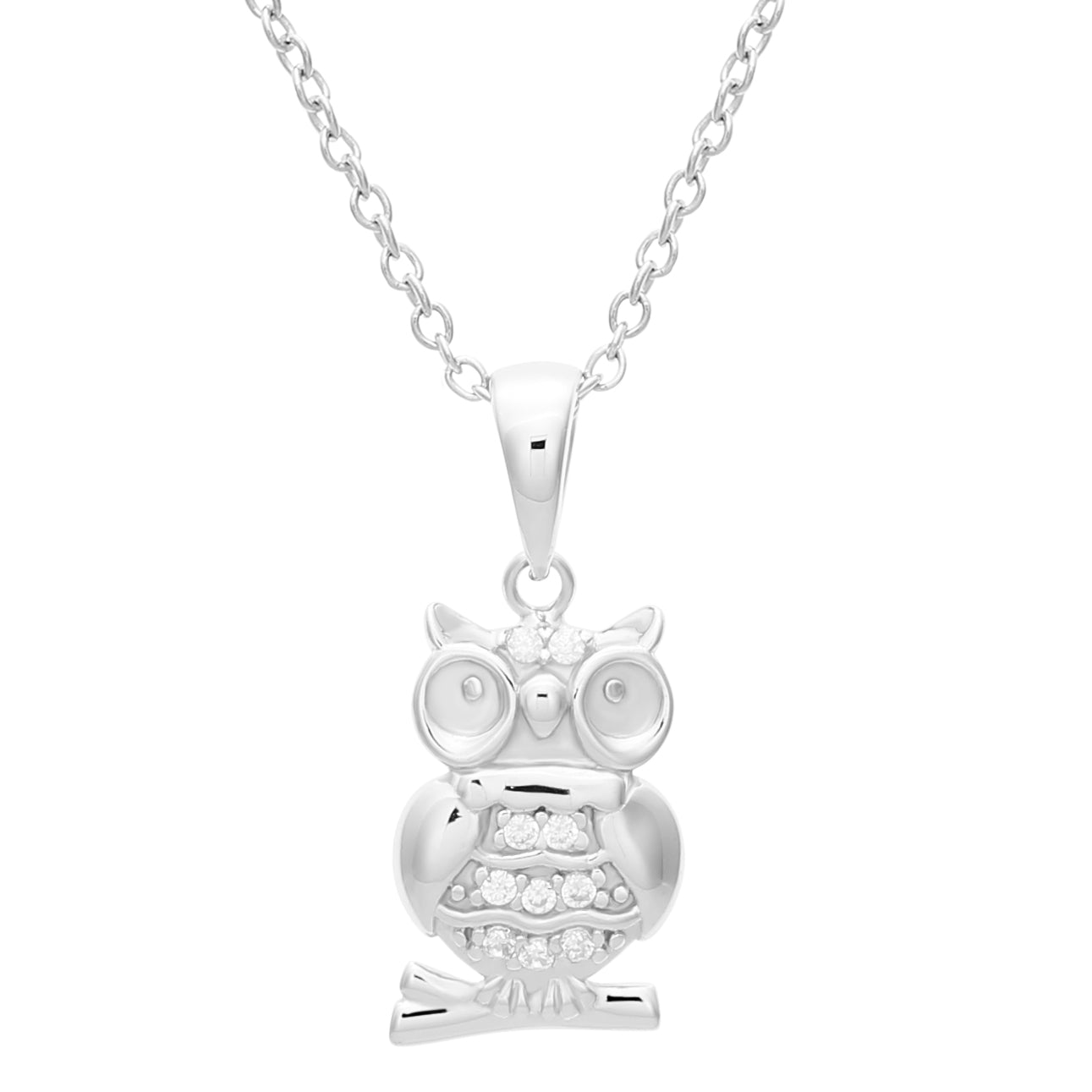 Sterling Silver Owl Charm Necklace