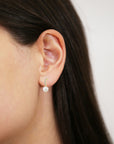 10k Yellow Gold Pearl Drop Stud Earrings