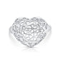 Filigree Floral Heart Ring In Sterling Silver