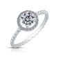Sterling Silver Solitaire Round Halo Engagement Ring