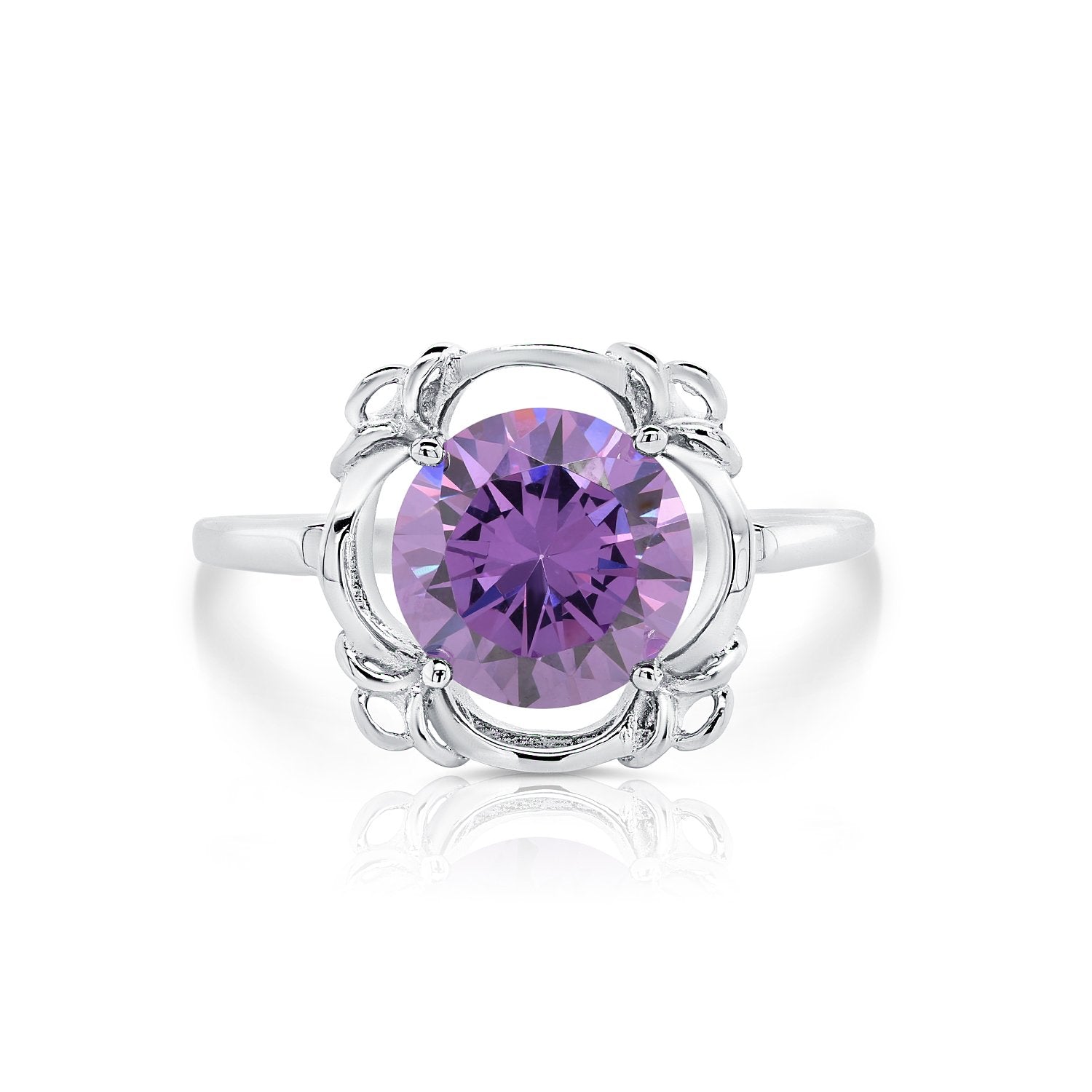 CZ Birthstone Ring, 4 colors in Sterling Silver