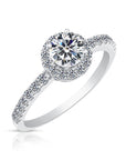CZ Classic Solitaire Round Halo Engagement Ring in