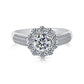 Classic Sterling Silver Flower Halo Engagement Ring