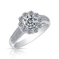 Classic Sterling Silver Flower Halo Engagement Ring
