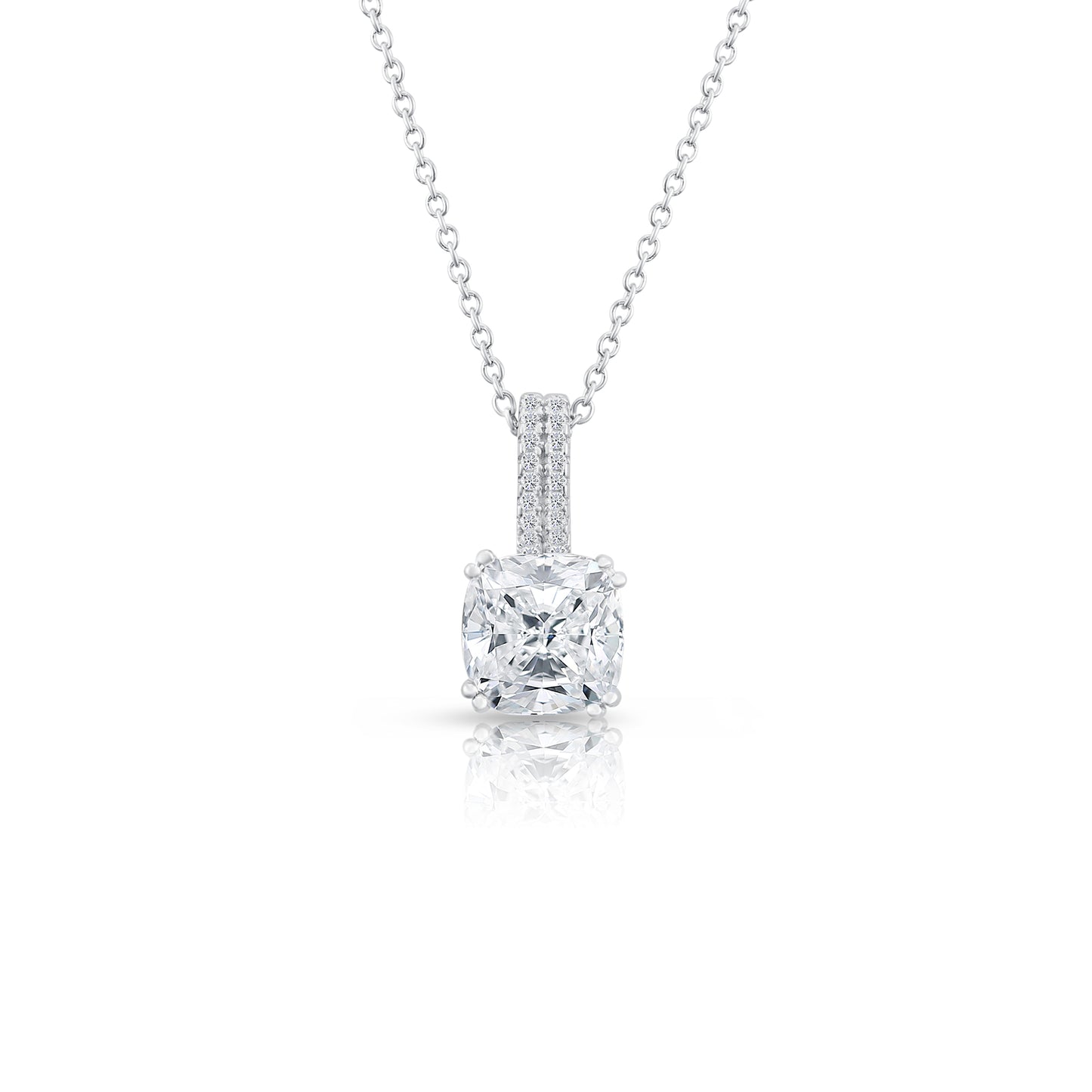 Big Simulated Diamond Necklace In Sterling Silver