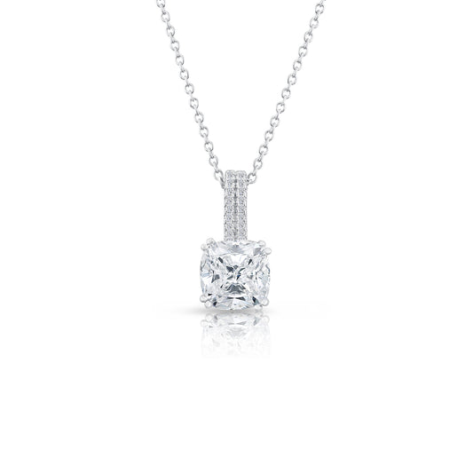 Big Zirconia Charm Necklace In Sterling Silver