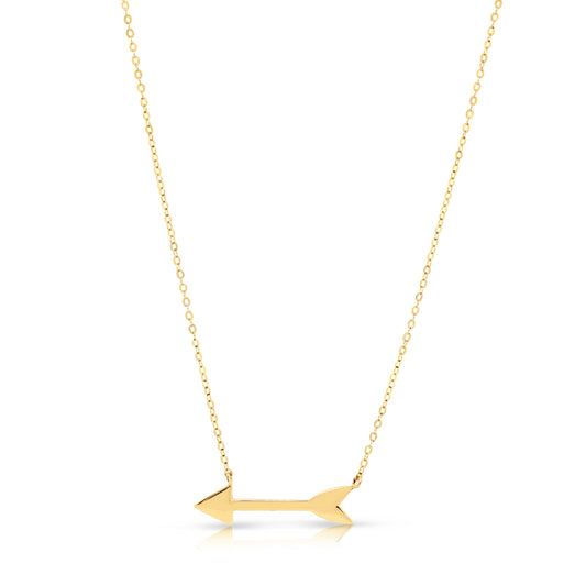 14k Yellow Gold Arrow Shaped Adjustable Necklace