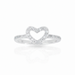 Open Heart Cubic Zirconia Ring In Sterling Silver