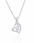 CZ Heart Charm Necklace in Sterling Silver