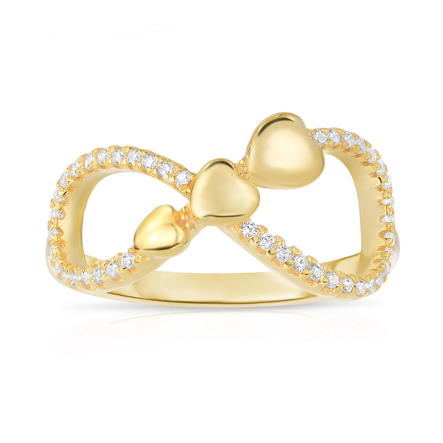 Infinity Triple Heart Ring in Sterling Silver