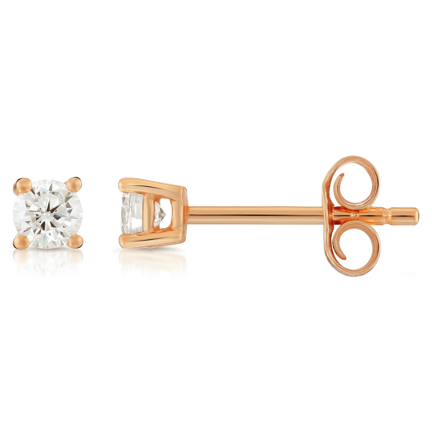 Pure Sterling Silver Stud Earrings, Rose Gold Plated