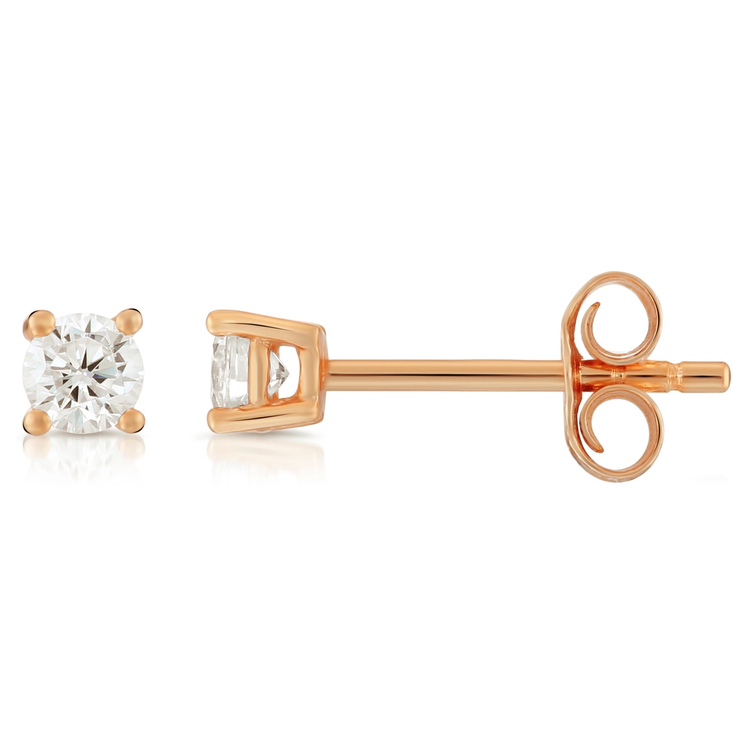 CZ Rose Gold Plated Stud Earrings in Sterling Silver