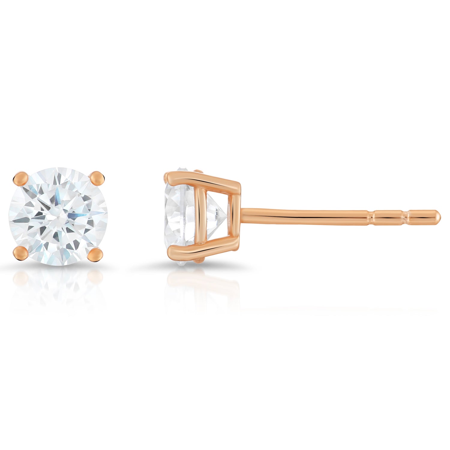 CZ Rose Gold Plated Stud Earrings in Sterling Silver