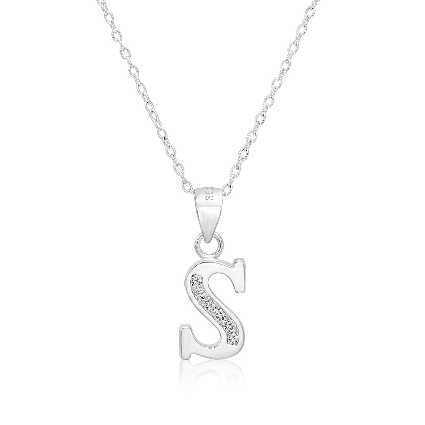 Sterling Silver Initial Charm Necklace, All Letters