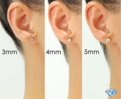 3 PAIR SET! 14k Yellow Gold Classic CZ Stud Earrings with Pushbacks (Unisex)
