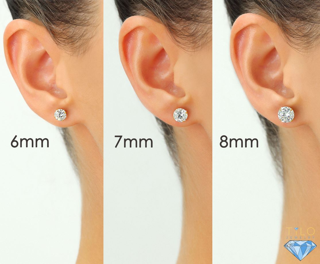 3 PAIR SET! 14k Yellow Gold Classic CZ Stud Earrings with Pushbacks (Unisex)