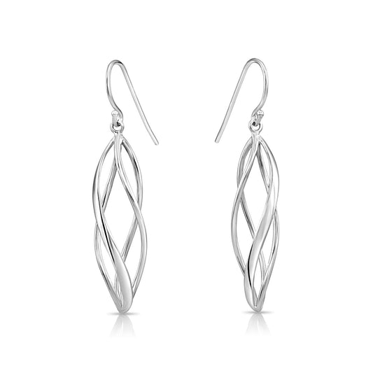 Sterling Silver Spiral French-hook Earrings
