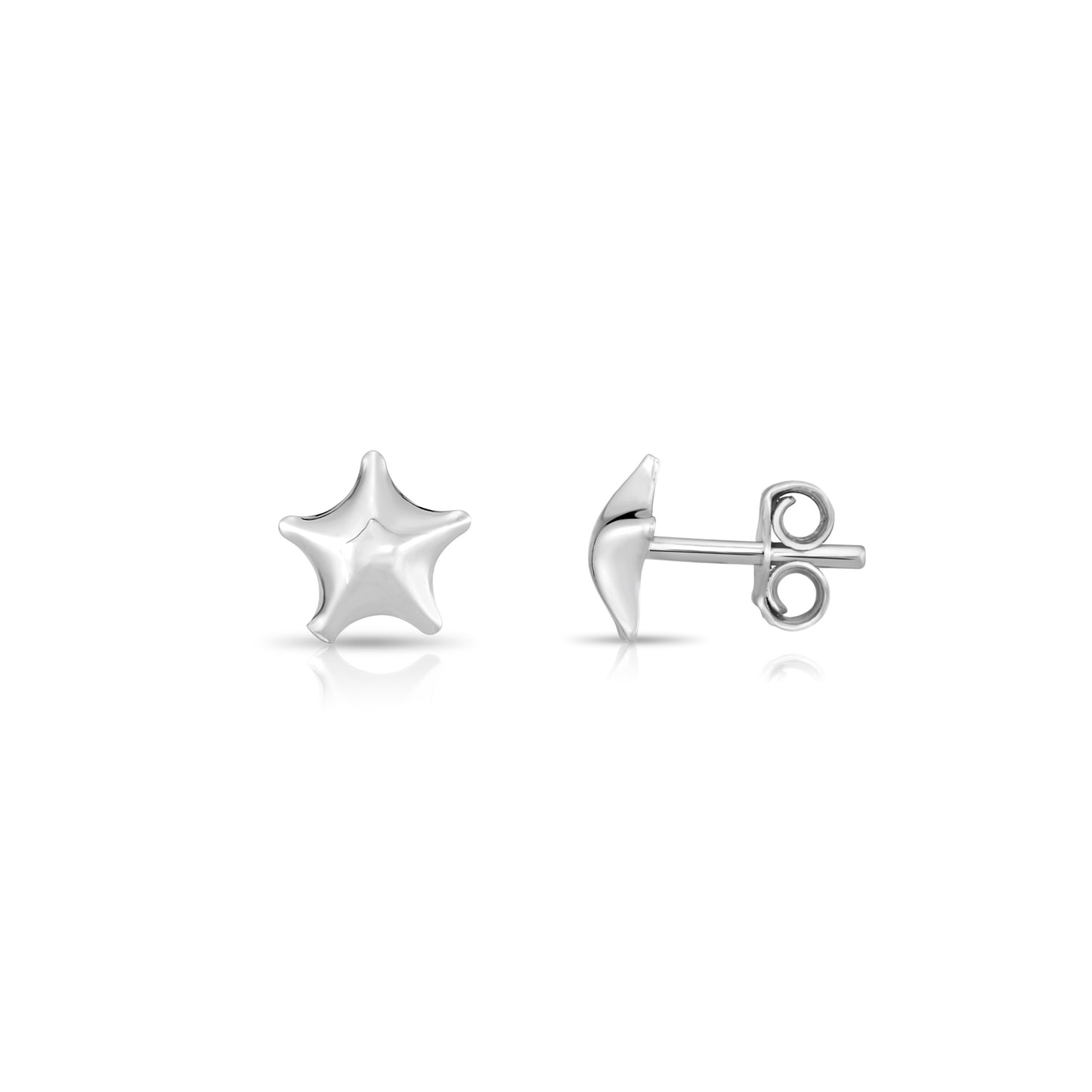 Sterling Silver Shiny Star Stud Earrings