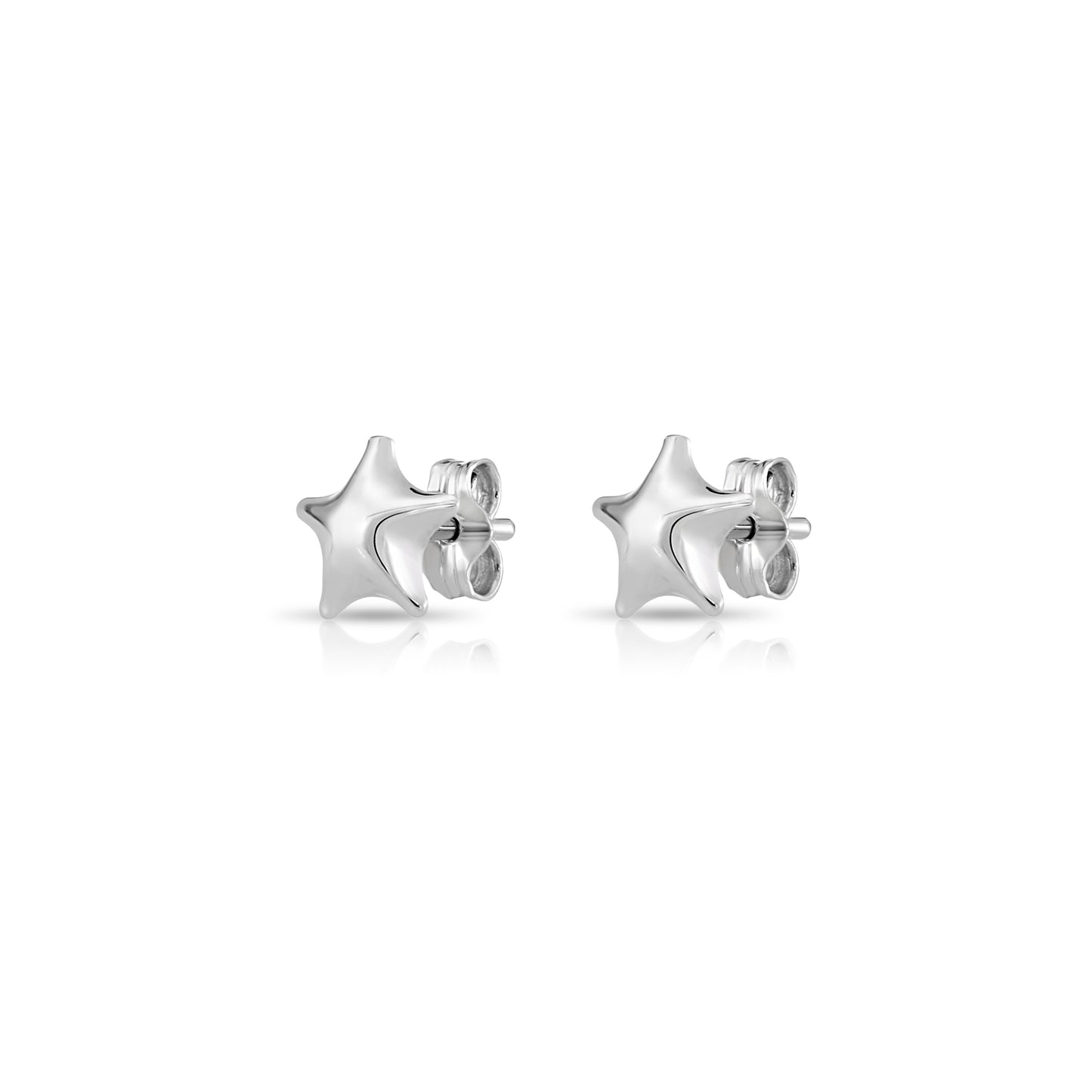 Sterling Silver Shiny Star Stud Earrings