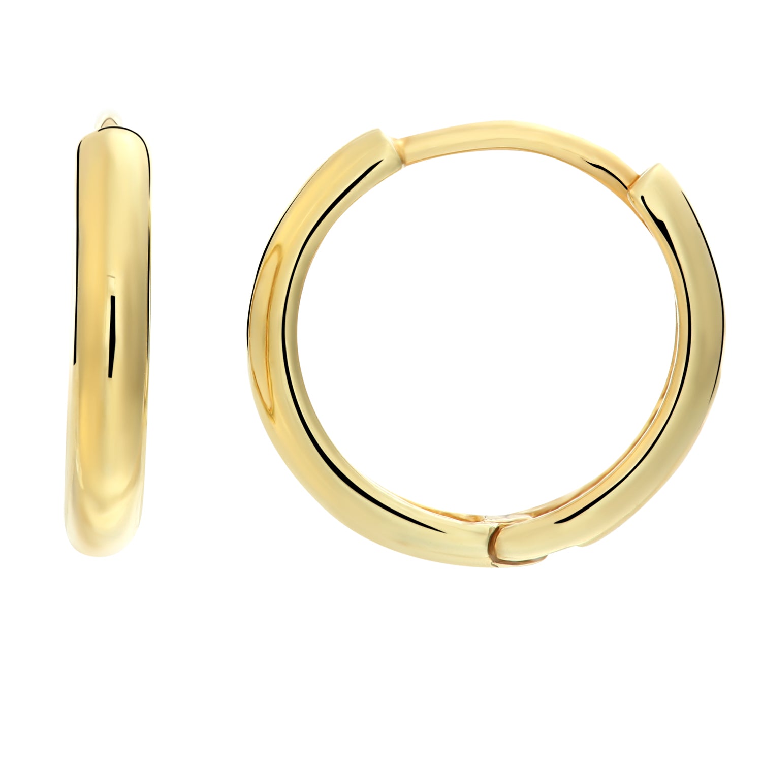 Brilliant Sterling Silver Polished Classic Huggie Hoop Earrings Gold