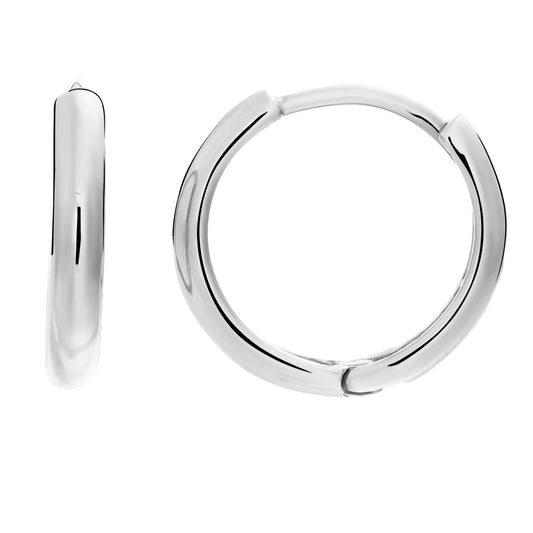 Brilliant Sterling Silver Polished Classic Huggie Hoop Earrings