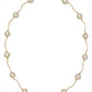 14K Gold Freshwater Pearls Station Engraved Necklace