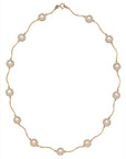 14K Gold Freshwater Pearls Station Engraved Necklace