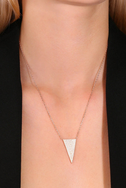 Sterling Silver Triangle Necklace, Gold Plated