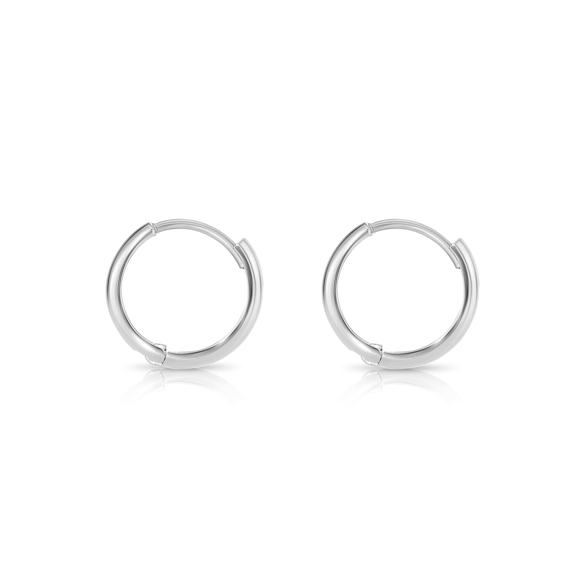 14k Gold Small Huggie Hoop Earrings, 12mm